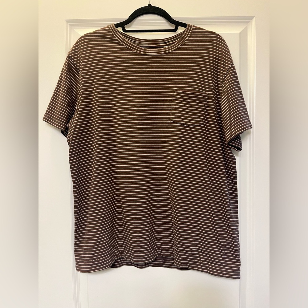 Classic Cotton Brown Striped Men's Tee